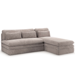 Banquette d'angle convertible NOMA 4 places velours côtelé beige