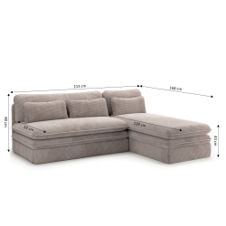 Banquette d'angle convertible NOMA 4 places velours côtelé taupe