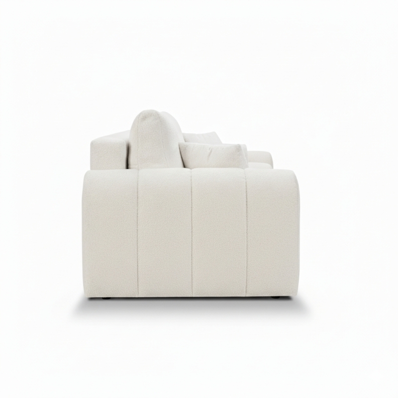 Canapé droit convertible GIORGIO 3 places tissu bouclette grège