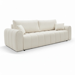 Canapé droit convertible GIORGIO 3 places tissu bouclette grège