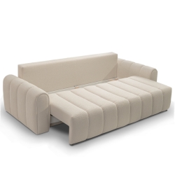 Canapé droit convertible GIORGIO 3 places tissu bouclette taupe