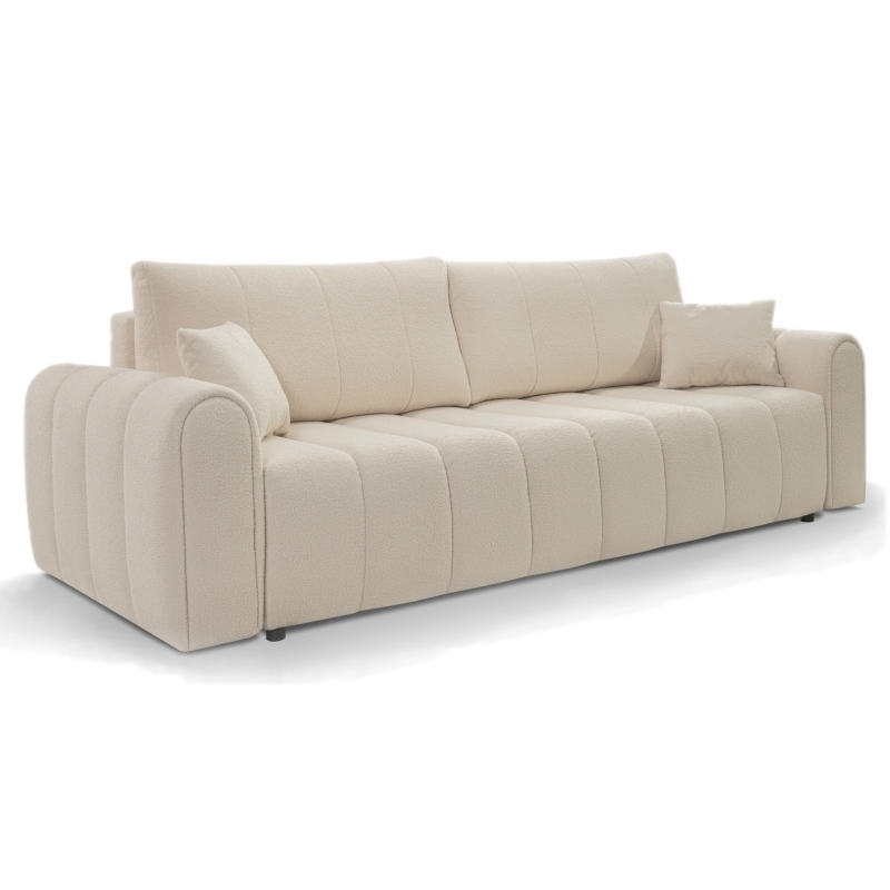 Canapé droit convertible GIORGIO 3 places tissu bouclette taupe