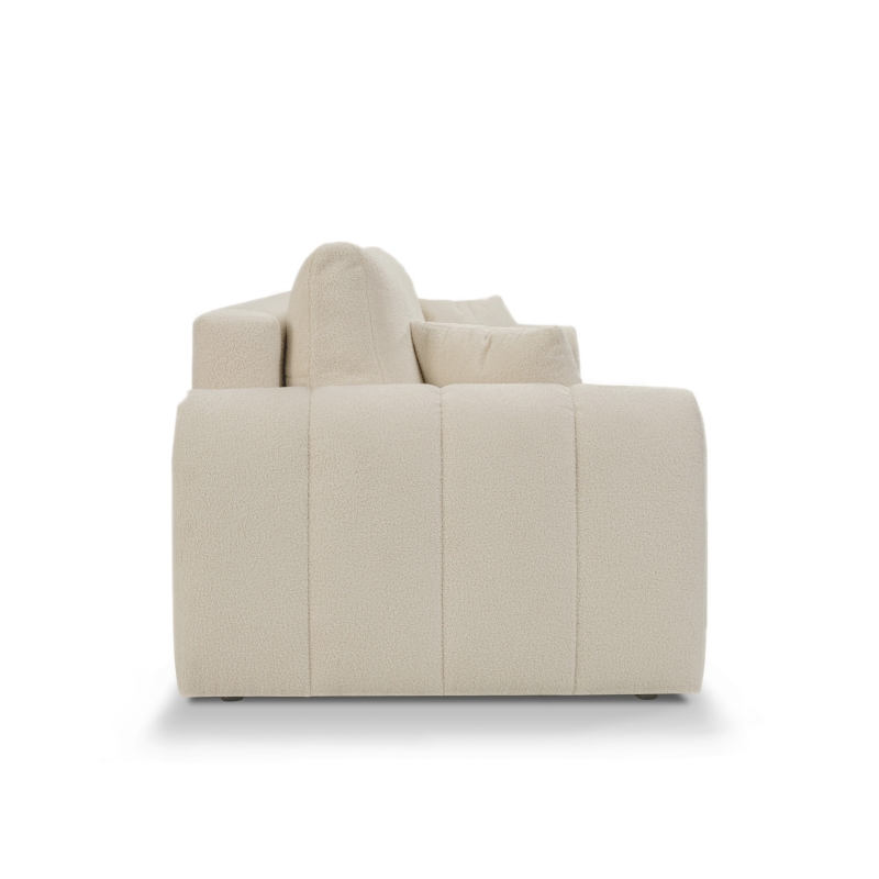 Canapé droit convertible GIORGIO 3 places tissu bouclette taupe