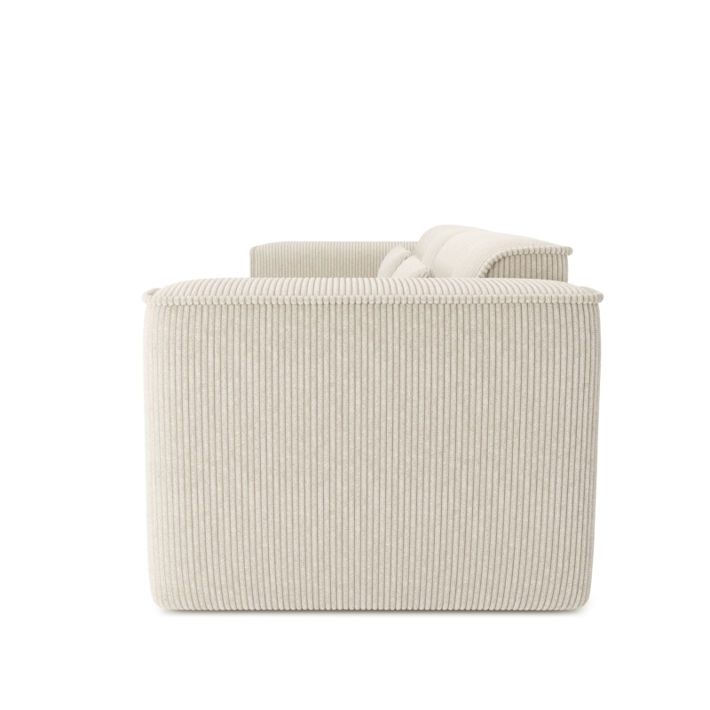 Canapé droit fixe NUNA 3 places velours côtelé beige