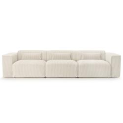 Canapé droit fixe NUNA 4/5 places velours côtelé beige