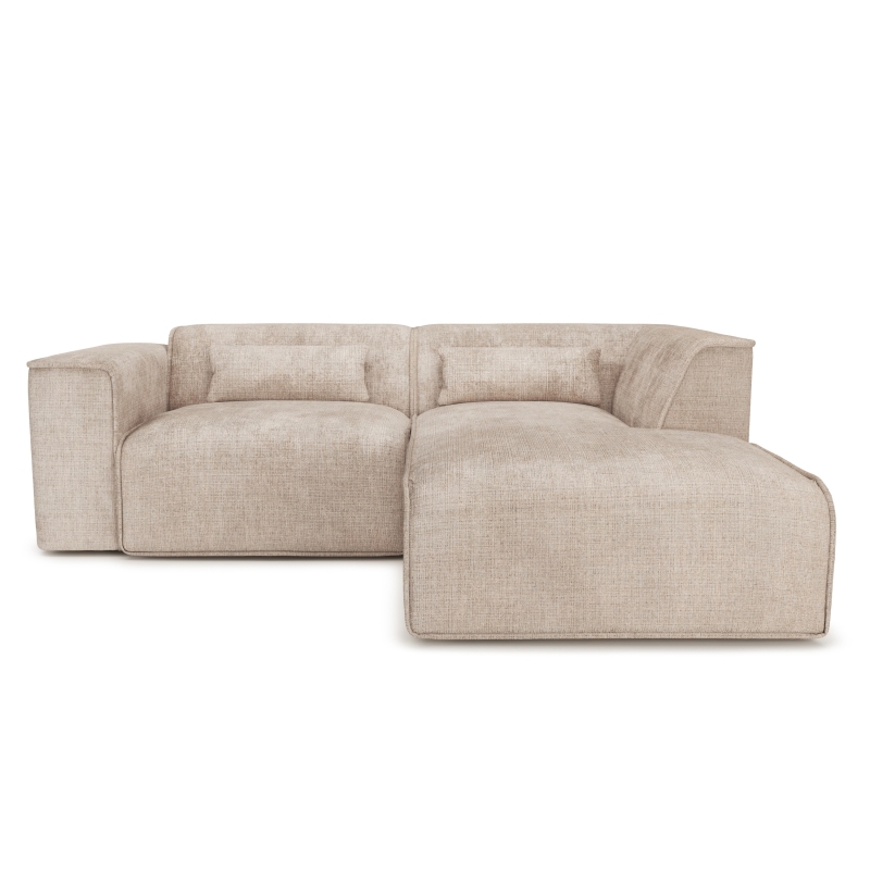 Canapé d'angle droit fixe NUNA 4 places tissu taupe