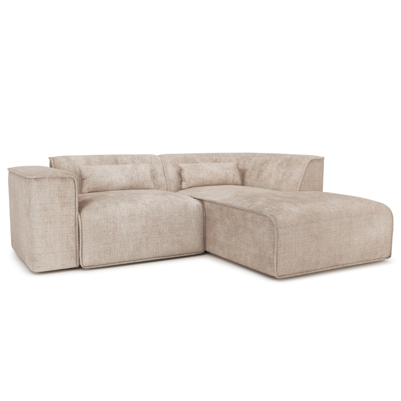 Canapé d'angle droit fixe NUNA 4 places tissu taupe