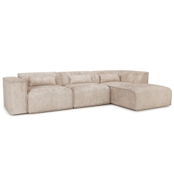 Canapé d'angle droit fixe NUNA 5/6 places tissu taupe