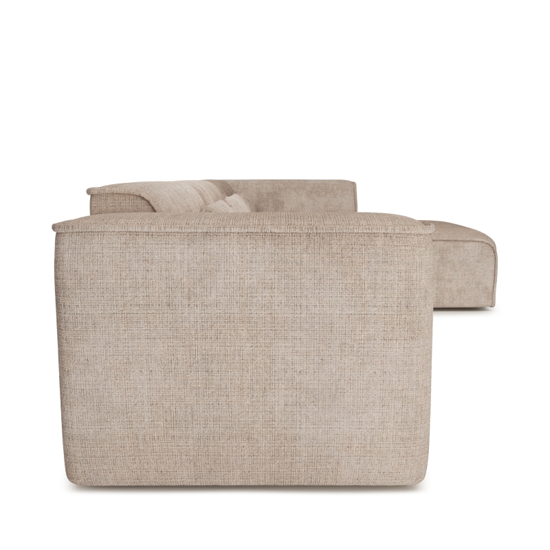 Canapé d'angle droit fixe NUNA 5/6 places tissu taupe