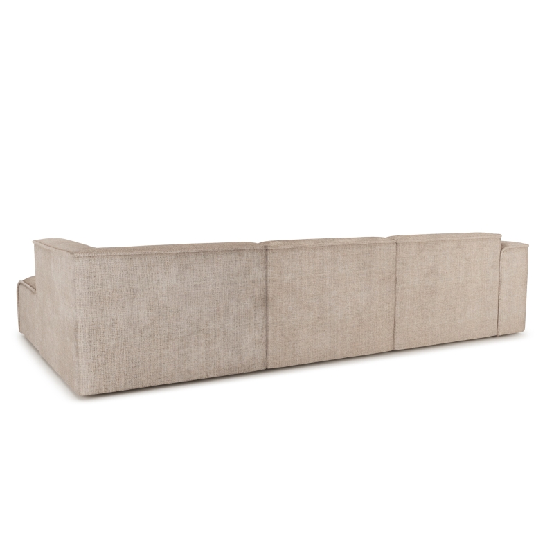 Canapé d'angle droit fixe NUNA 5/6 places tissu taupe