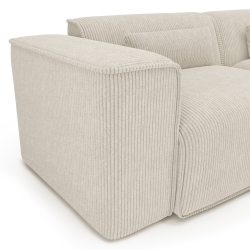 Canapé d'angle droit fixe NUNA 5/6 places velours côtelé beige