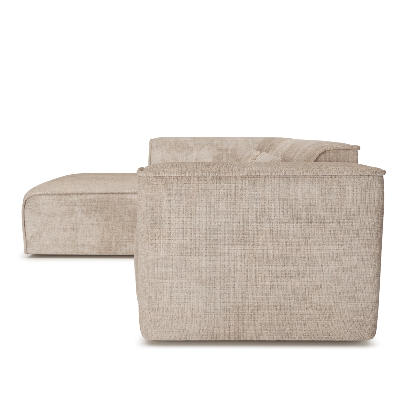 Canapé d'angle gauche fixe NUNA 4 places tissu taupe