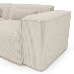 Canapé d'angle gauche fixe NUNA 5/6 places velours côtelé beige