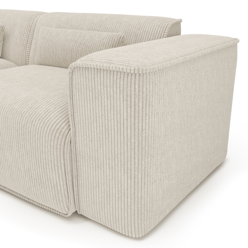 Canapé d'angle gauche fixe NUNA 5/6 places velours côtelé beige