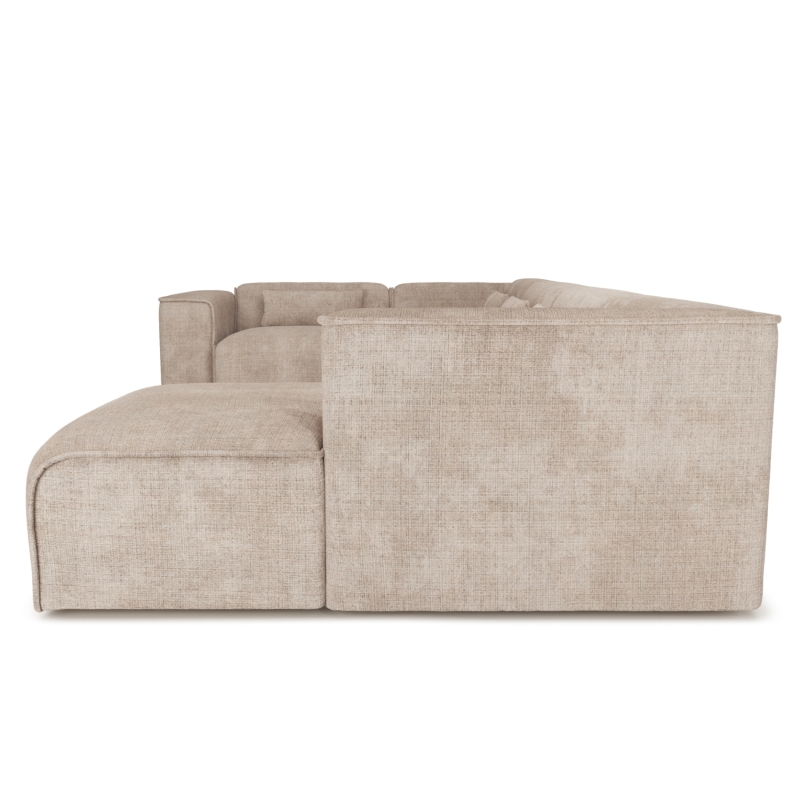 Canapé panoramique fixe NUNA 7 places chaise droite tissu taupe