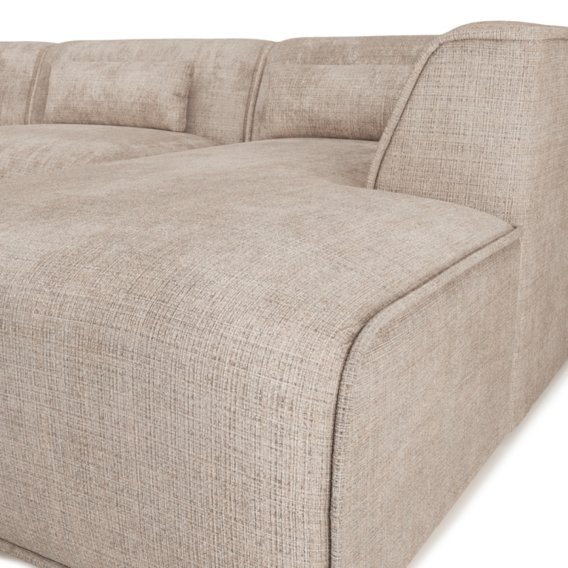 Canapé panoramique fixe NUNA 7 places chaise droite tissu taupe