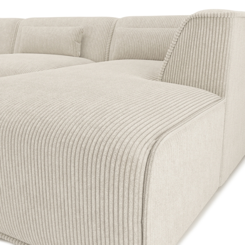 Canapé panoramique fixe NUNA 7 places chaise droite velours côtelé beige