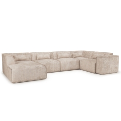 Canapé panoramique fixe NUNA 7 places chaise gauche tissu taupe