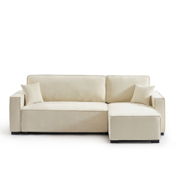 Canapé d'angle convertible et réversible GAVI 4 places tissu beige