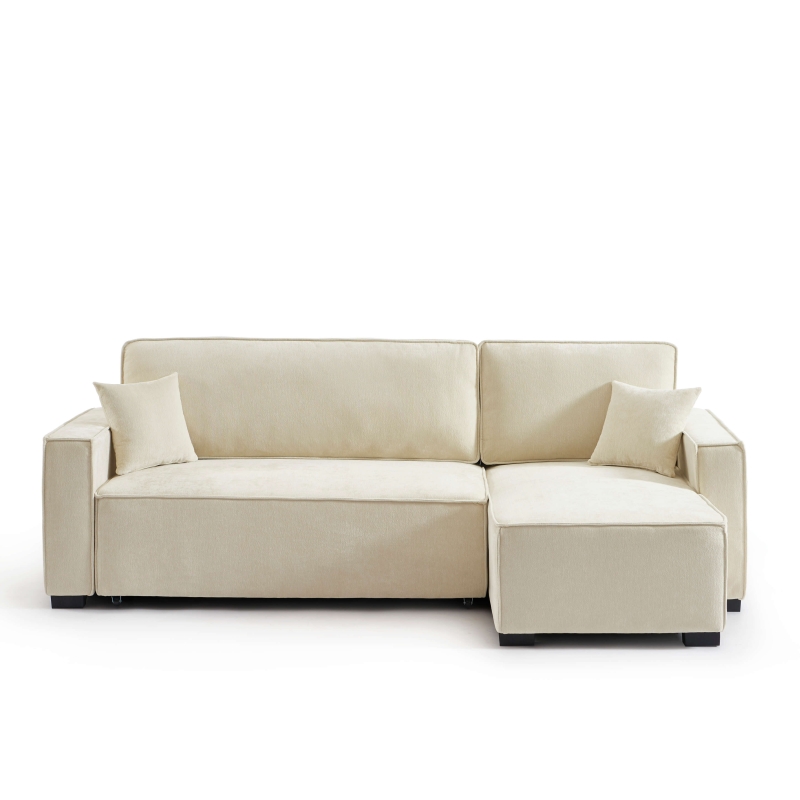 Canapé d'angle convertible et réversible GAVI 4 places tissu beige