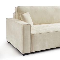 Canapé d'angle convertible et réversible GAVI 4 places tissu beige