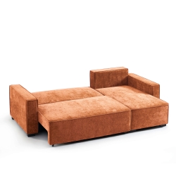 Canapé d'angle convertible et réversible GAVI 4 places tissu terracotta