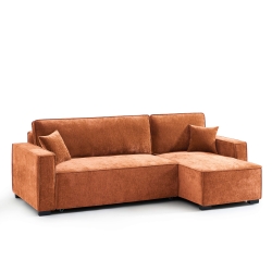 Canapé d'angle convertible et réversible GAVI 4 places tissu terracotta