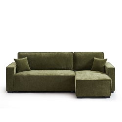 Canapé d'angle convertible et réversible GAVI 4 places tissu vert
