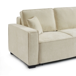 Canapé droit convertible GAVI 3 places tissu beige