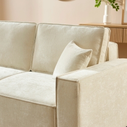 Canapé droit convertible GAVI 3 places tissu beige