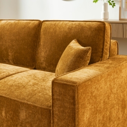 Canapé droit convertible GAVI 3 places tissu jaune