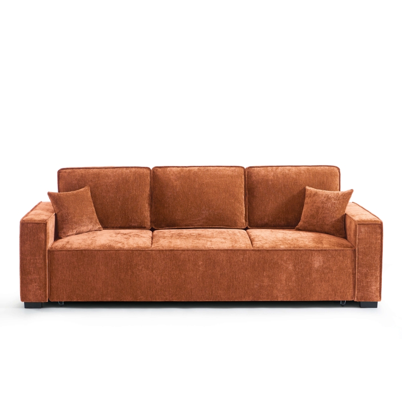 Canapé droit convertible GAVI 3 places tissu terracotta