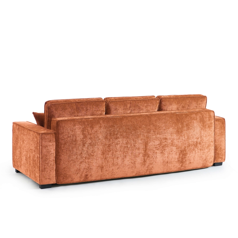 Canapé droit GAVI convertible tissu terracotta 3 places