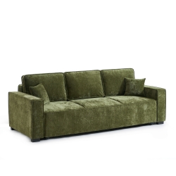 Canapé droit convertible GAVI 3 places tissu vert
