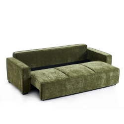 Canapé droit convertible GAVI 3 places tissu vert