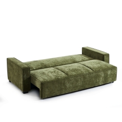 Canapé droit convertible GAVI 3 places tissu vert