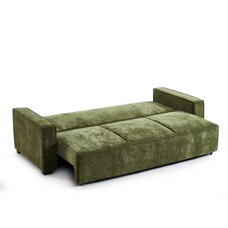 Canapé droit convertible GAVI 3 places tissu vert