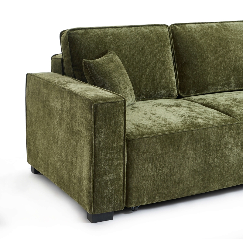 Canapé droit convertible GAVI 3 places tissu vert