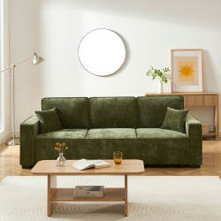 Canapé droit convertible GAVI 3 places tissu vert