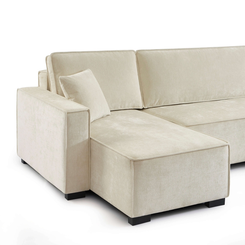 Canapé panoramique convertible GAVI 6 places tissu beige