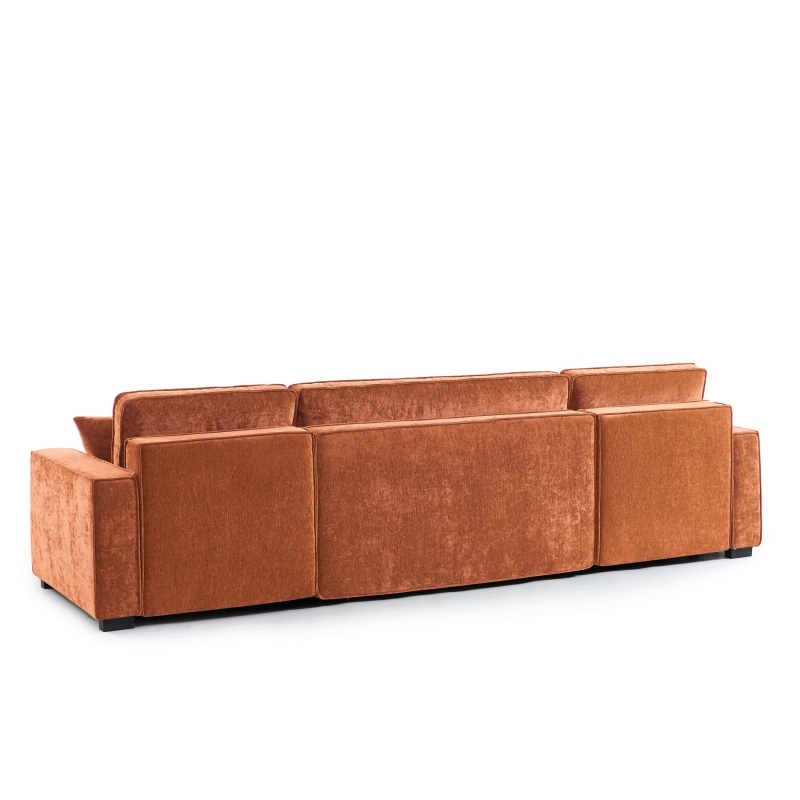 Canapé panoramique convertible GAVI 6 places tissu terracotta