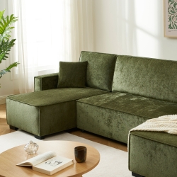 Canapé panoramique convertible GAVI 6 places tissu vert