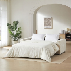 Canapé droit convertible express SOCCA 3 places tissu beige