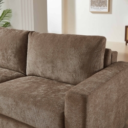 Canapé droit convertible express SOCCA 3 places tissu marron