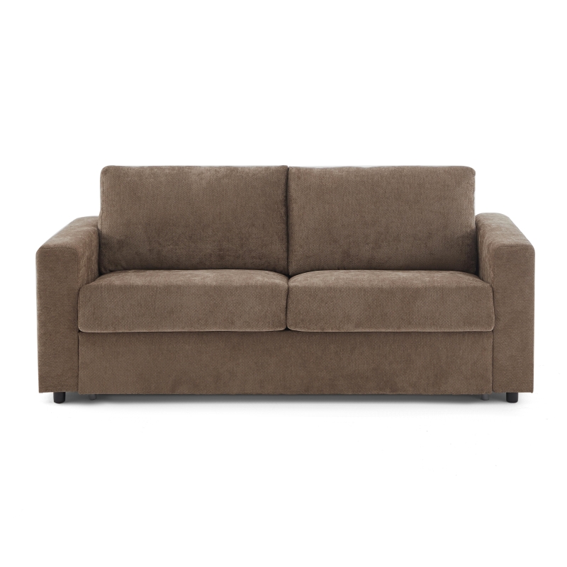 Canapé droit convertible express SOCCA 3 places tissu marron