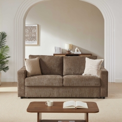 Canapé droit convertible express SOCCA 3 places tissu marron