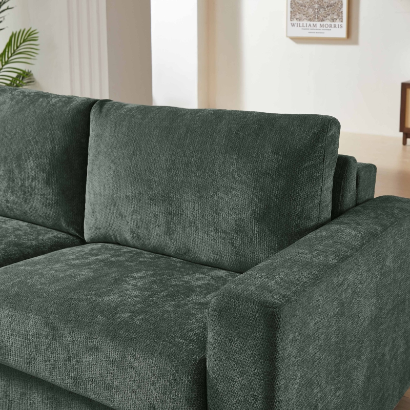 Canapé droit convertible express SOCCA 3 places tissu vert