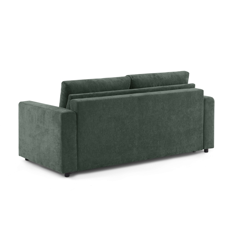 Canapé droit convertible express SOCCA 3 places tissu vert