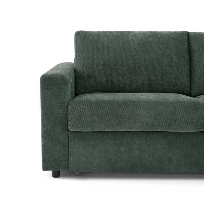 Canapé droit convertible express SOCCA 3 places tissu vert