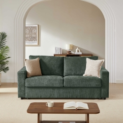 Canapé droit convertible express SOCCA 3 places tissu vert